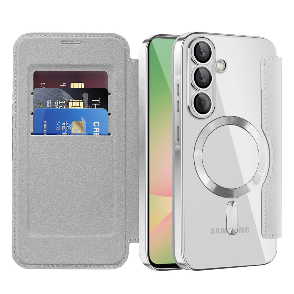 Etui MagSafe do Samsung Galaxy A56 A566, Techsuit, SmartMag Book, Szary