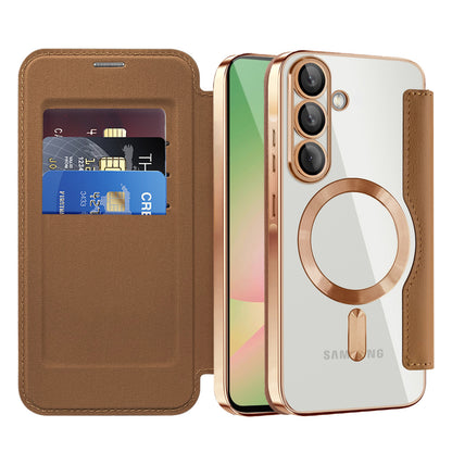 Etui MagSafe do Samsung Galaxy A56 A566, Techsuit, SmartMag Book, Brązowy