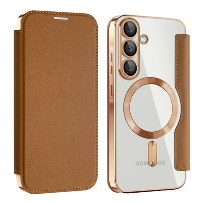 Etui MagSafe do Samsung Galaxy A56 A566, Techsuit, SmartMag Book, Brązowy