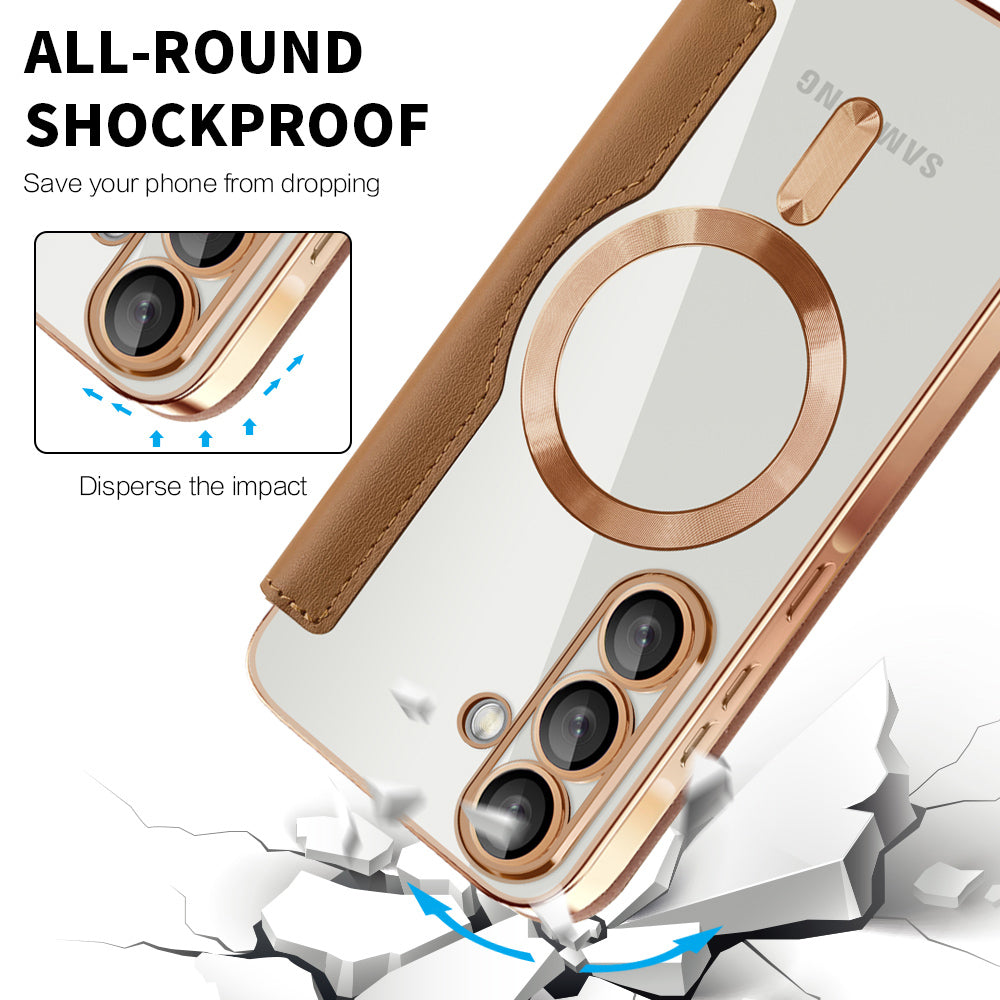 Etui MagSafe do Samsung Galaxy A56 A566, Techsuit, SmartMag Book, Brązowy