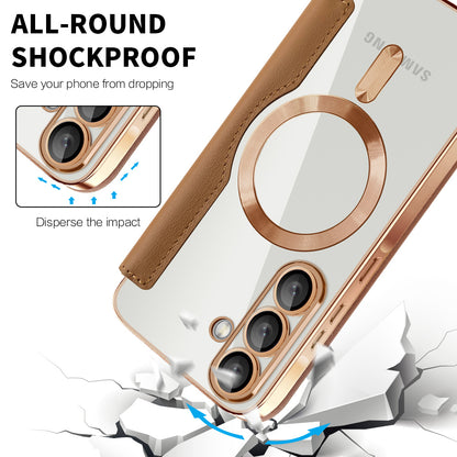 Etui MagSafe do Samsung Galaxy A56 A566, Techsuit, SmartMag Book, Brązowy