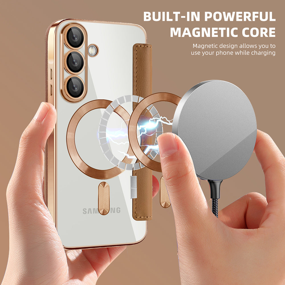Etui MagSafe do Samsung Galaxy A56 A566, Techsuit, SmartMag Book, Brązowy