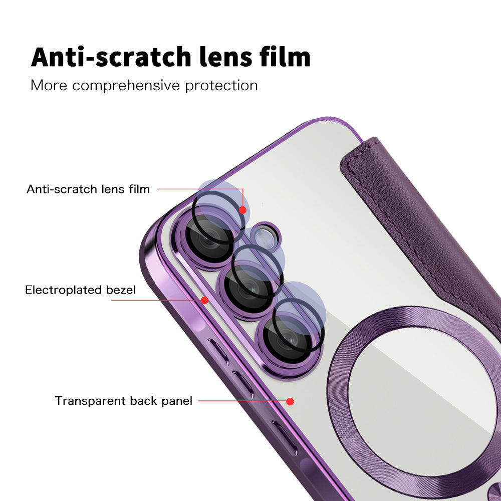 Etui MagSafe do Samsung Galaxy A56 A566, Techsuit, SmartMag Book, Fioletowy