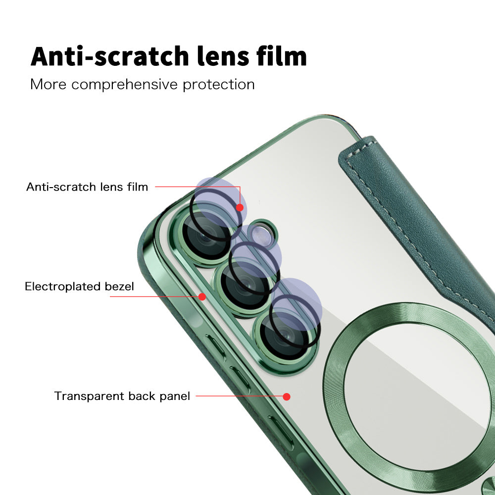MagSafe Case for Samsung Galaxy A56 A566, Techsuit, SmartMag Book, Green