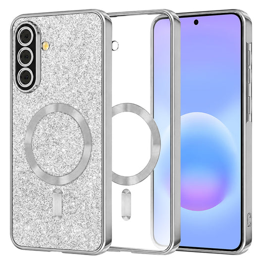 Etui MagSafe do Samsung Galaxy A57 5G, Techsuit, Luxury Glitter, Srebrne