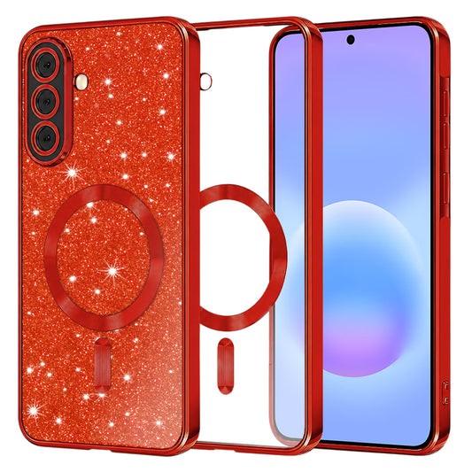 Etui MagSafe do Samsung Galaxy A57 5G, Techsuit, Luxury Glitter, Czerwony