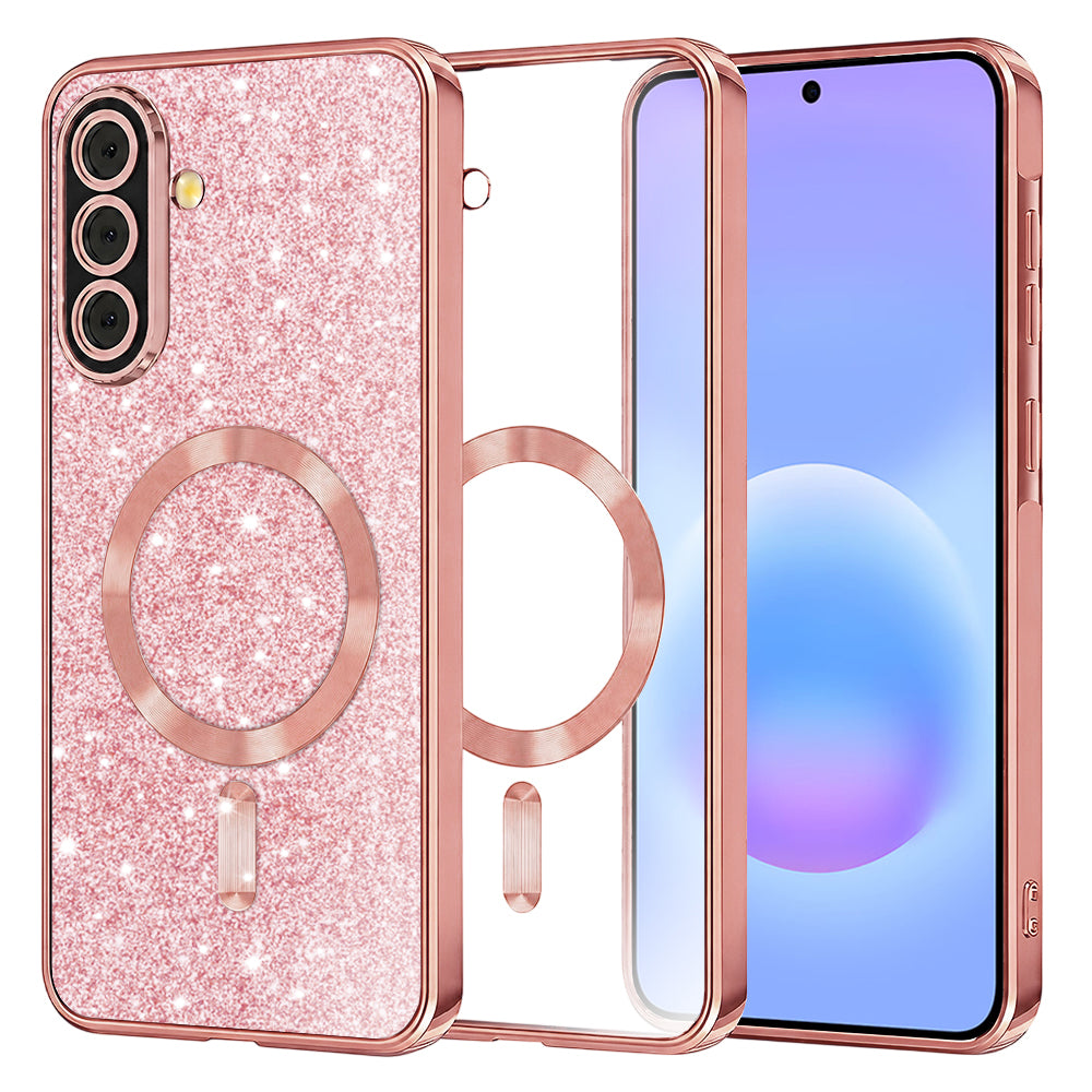 Etui MagSafe do Samsung Galaxy A57 5G, Techsuit, Luxury Glitter, Różowo-Złote