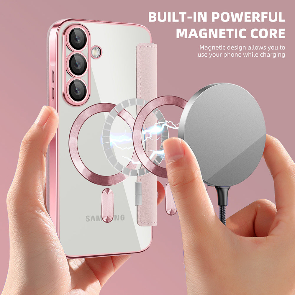 Etui MagSafe dla Samsung Galaxy A57 5G, Techsuit, SmartMag Book, Różowy