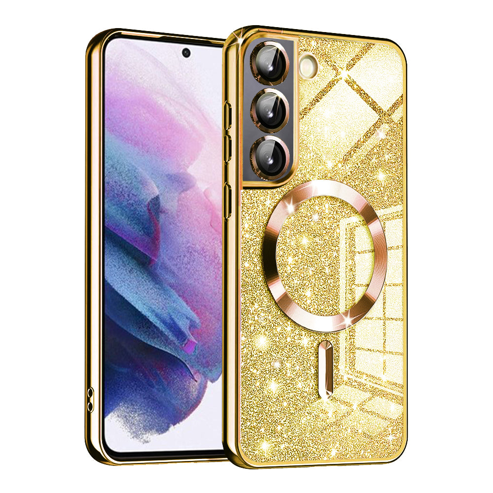 Etui MagSafe do Samsung Galaxy S21 5G G991, Techsuit, Luxury Glitter, Złote