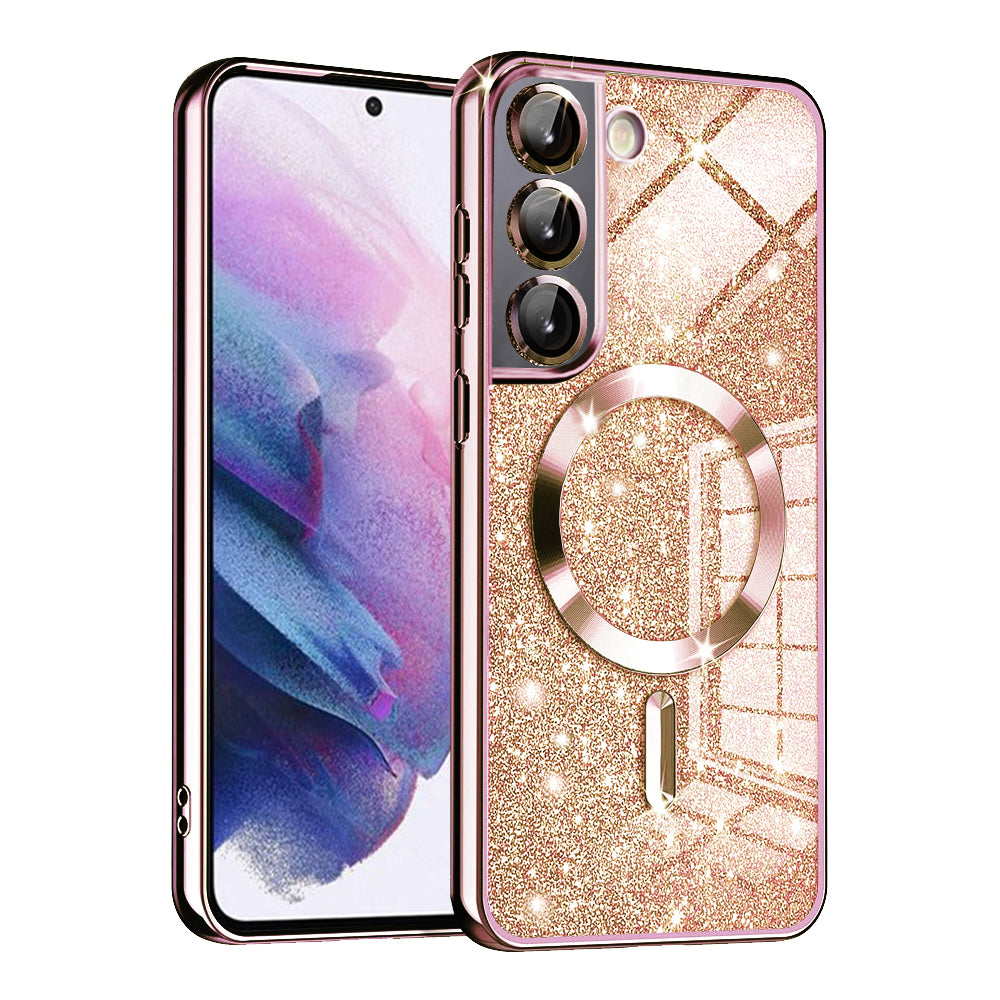 Etui MagSafe do Samsung Galaxy S21 5G G991, Techsuit, Luxury Glitter, Różowe Złoto