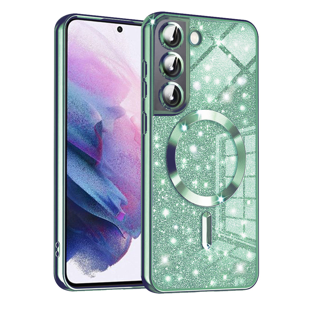 Etui MagSafe do Samsung Galaxy S21 5G G991, Techsuit, Luxury Glitter, Jasnozielony