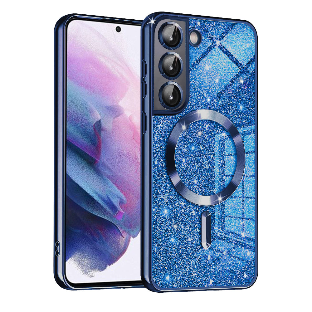 Etui MagSafe do Samsung Galaxy S21 FE 5G G990, Techsuit, Luxury Glitter, Ciemnoniebieskie