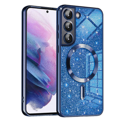 Etui MagSafe do Samsung Galaxy S21 FE 5G G990, Techsuit, Luxury Glitter, Ciemnoniebieskie