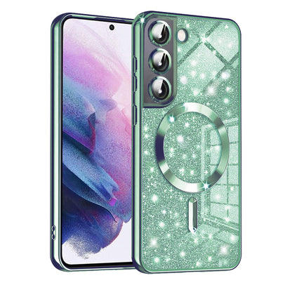 Etui MagSafe do Samsung Galaxy S21 FE 5G G990, Techsuit, Luxury Glitter, Jasnozielony