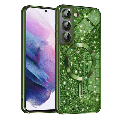Etui MagSafe do Samsung Galaxy S21 FE 5G G990, Techsuit, Luxury Glitter, Ciemnozielony