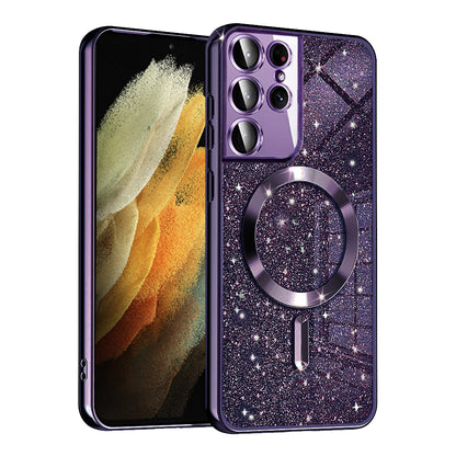 MagSafe Case for Samsung Galaxy S21 Ultra 5G G998, Techsuit, Luxury Glitter, Dark Purple
