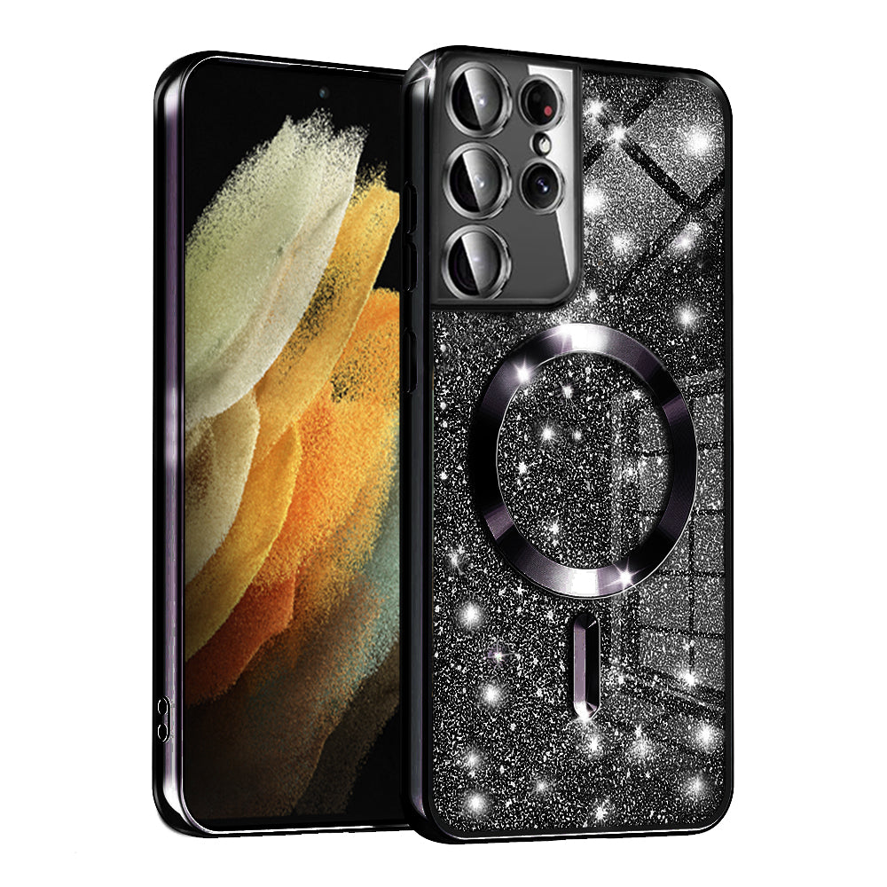 MagSafe Case for Samsung Galaxy S21 Ultra 5G G998, Techsuit, Luxury Glitter, Black