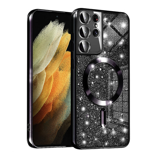 Etui MagSafe do Samsung Galaxy S21 Ultra 5G G998, Techsuit, Luxury Glitter, Czarny