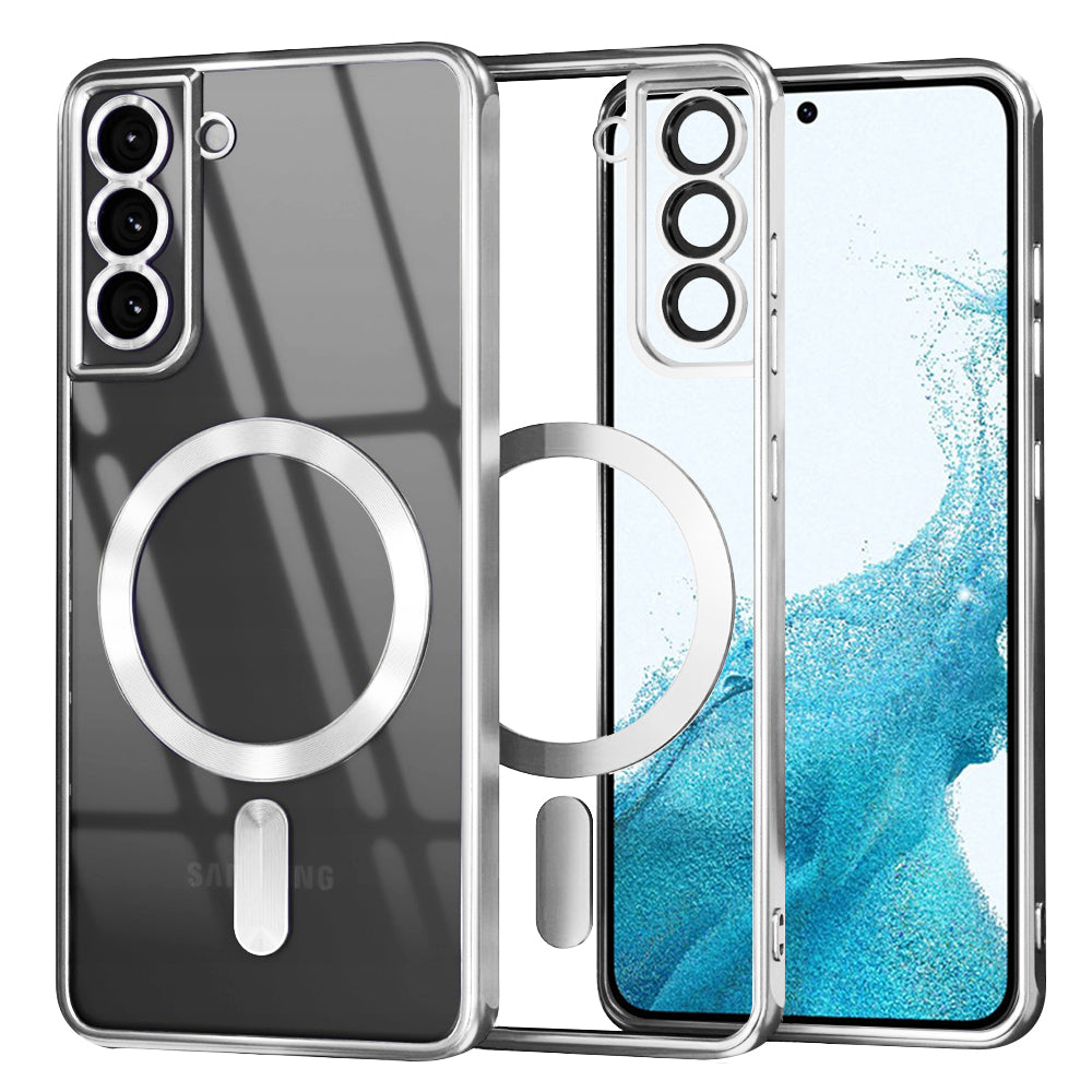 Etui MagSafe do Samsung Galaxy S22 5G S901, Techsuit, Luxury Crystal, Srebrne