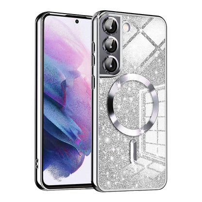Etui MagSafe do Samsung Galaxy S22 5G S901, Techsuit, Luxury Glitter, Srebrne