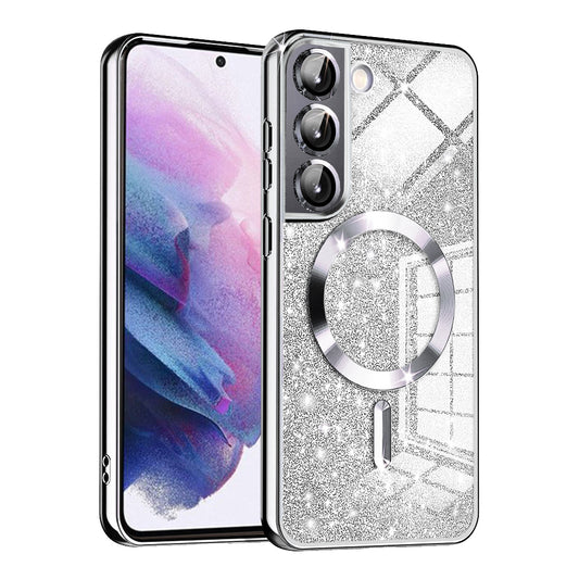Etui MagSafe do Samsung Galaxy S22 5G S901, Techsuit, Luxury Glitter, Srebrne