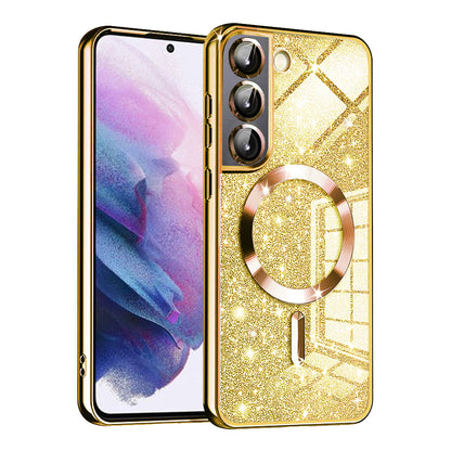 MagSafe Case for Samsung Galaxy S22 5G S901, Techsuit, Luxury Glitter, Gold
