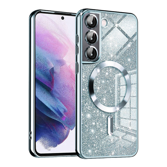 Etui MagSafe do Samsung Galaxy S22 5G S901, Techsuit, Luxury Glitter, Bleu