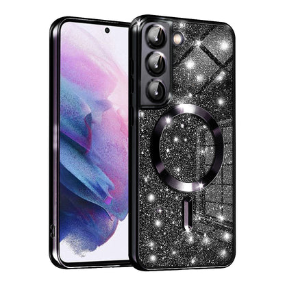 MagSafe Case for Samsung Galaxy S22 5G S901, Techsuit, Luxury Glitter, Black