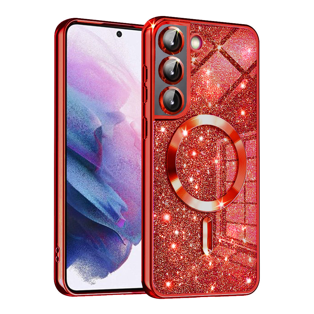 Etui MagSafe do Samsung Galaxy S22 5G S901, Techsuit, Luxury Glitter, Czerwony