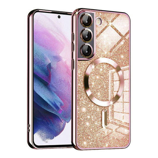 Etui MagSafe do Samsung Galaxy S22 5G S901, Techsuit, Luxury Glitter, Różowo-Złote