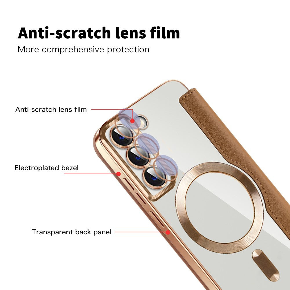 MagSafe Case for Samsung Galaxy S22 5G S901, Techsuit, SmartMag Book, Brown