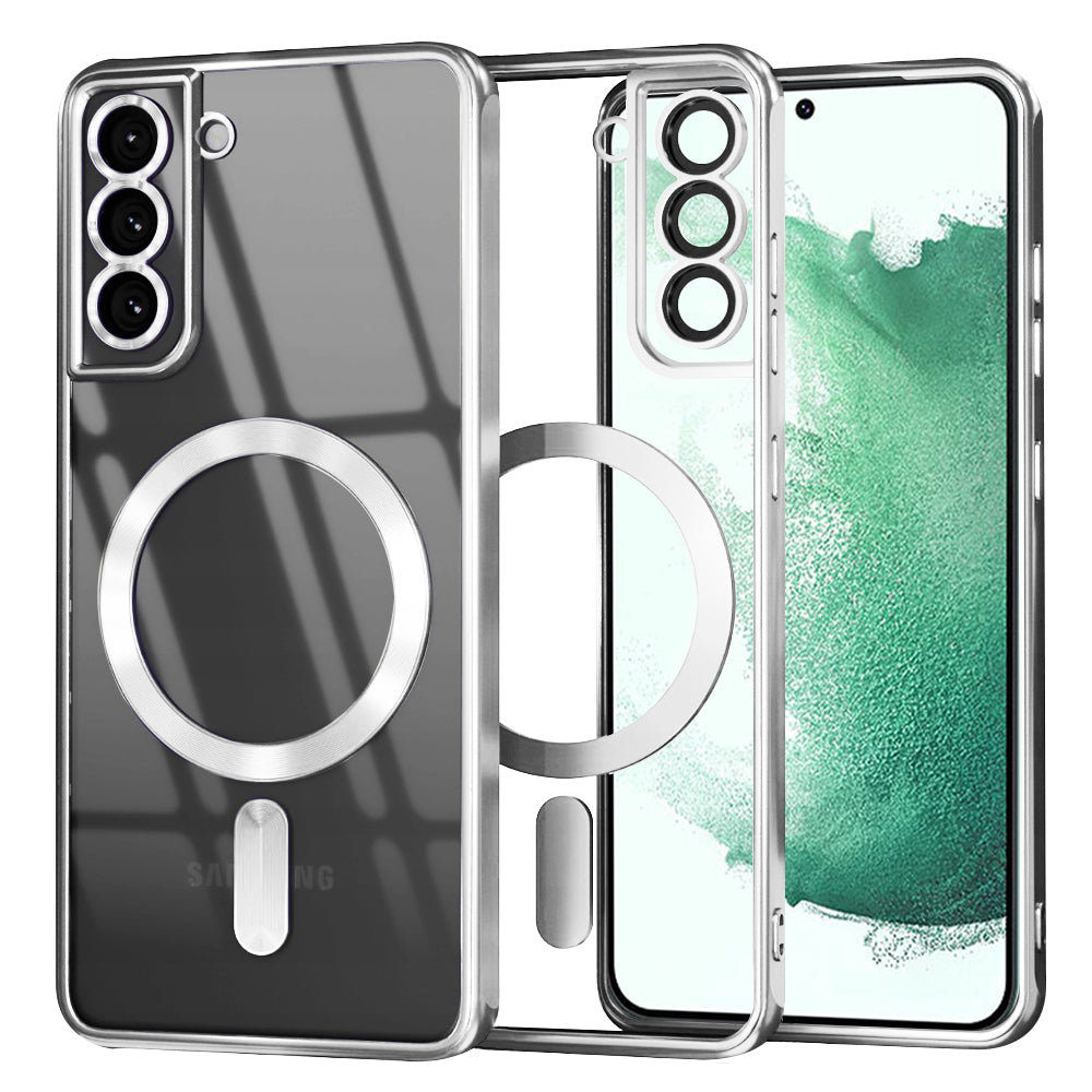 Etui MagSafe do Samsung Galaxy S22+ 5G S906, Techsuit, Luxury Crystal, Srebrne