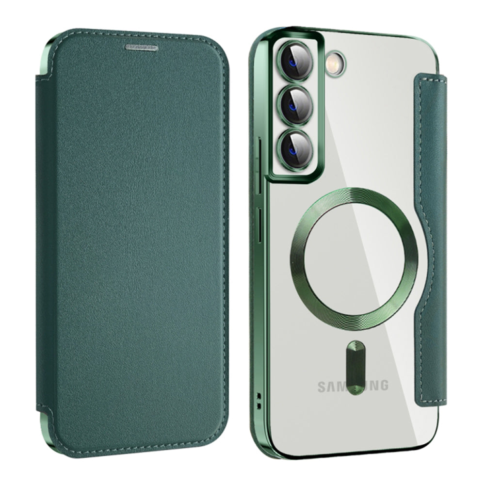 MagSafe Case for Samsung Galaxy S22+ 5G S906, Techsuit, SmartMag Book, Green