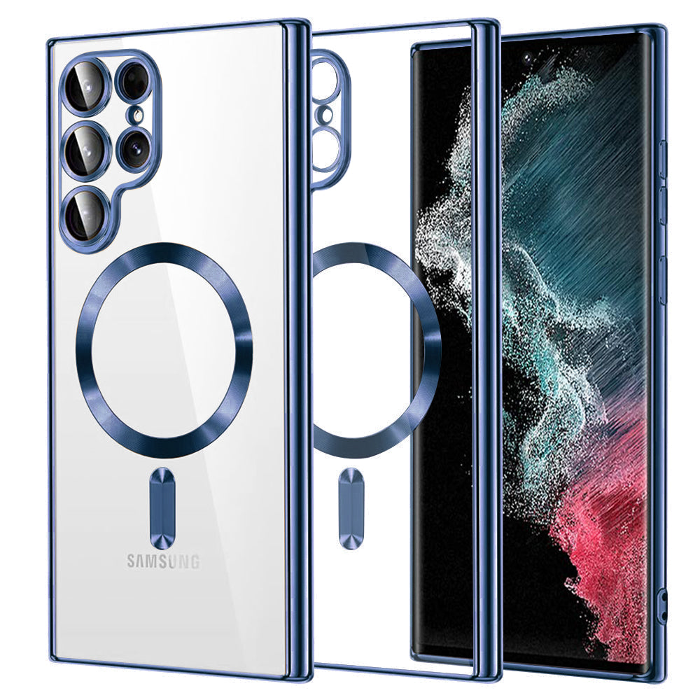 MagSafe Case for Samsung Galaxy S22 Ultra 5G S908, Techsuit, Luxury Crystal, Dark Blue
