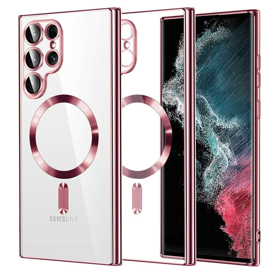 Etui MagSafe do Samsung Galaxy S22 Ultra 5G S908, Techsuit, Luxury Crystal, Różowe