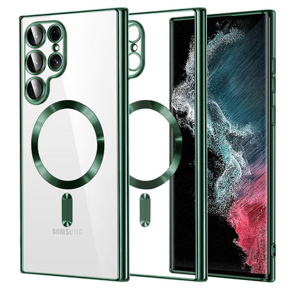 MagSafe Case for Samsung Galaxy S22 Ultra 5G S908, Techsuit, Luxury Crystal, Dark Green