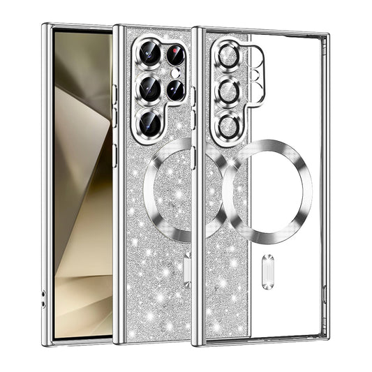 Etui MagSafe do Samsung Galaxy S22 Ultra 5G S908, Techsuit, Luxury Glitter, Srebrne