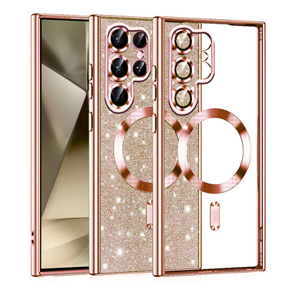 Etui MagSafe do Samsung Galaxy S22 Ultra 5G S908, Techsuit, Luxury Glitter, Różowe Złoto
