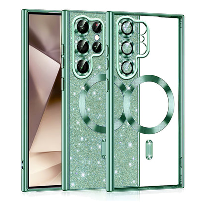 Etui MagSafe do Samsung Galaxy S22 Ultra 5G S908, Techsuit, Luxury Glitter, Jasnozielony