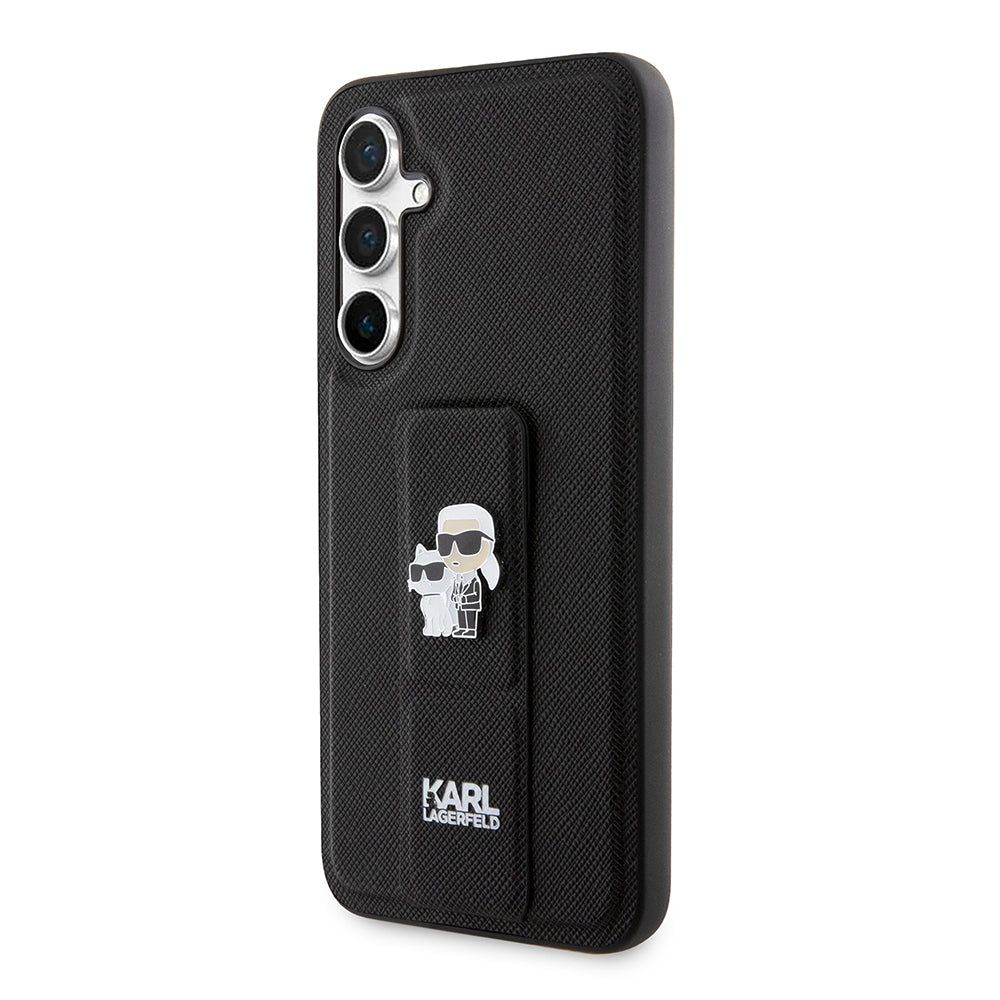 Etui MagSafe dla Samsung Galaxy S23 FE S711, Karl Lagerfeld, Saffiano Gripstand Karl & Choupette, Niebieskie.