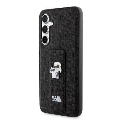 Etui MagSafe dla Samsung Galaxy S23 FE S711, Karl Lagerfeld, Saffiano Gripstand Karl & Choupette, Niebieskie.