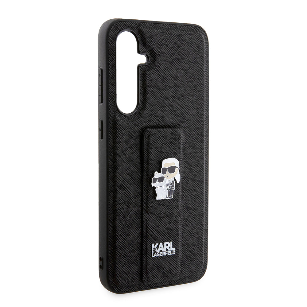 Etui MagSafe dla Samsung Galaxy S23 FE S711, Karl Lagerfeld, Saffiano Gripstand Karl & Choupette, Niebieskie.