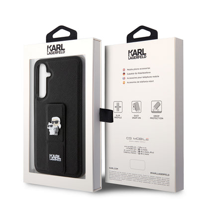 Etui MagSafe dla Samsung Galaxy S23 FE S711, Karl Lagerfeld, Saffiano Gripstand Karl & Choupette, Niebieskie.