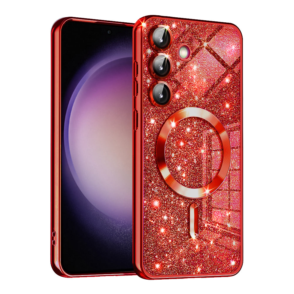 Etui MagSafe do Samsung Galaxy S23 FE S711, Techsuit, Luxury Glitter, Czerwony