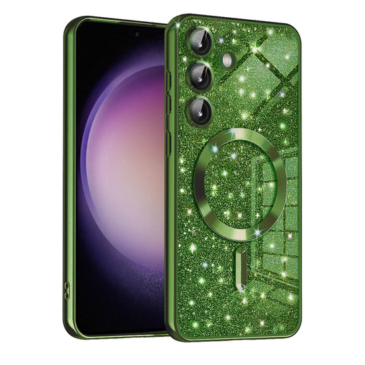 Etui MagSafe do Samsung Galaxy S23 FE S711, Techsuit, Luxury Glitter, Ciemnozielony
