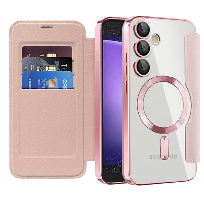 Etui MagSafe do Samsung Galaxy S23 FE S711, Techsuit, SmartMag Book, Różowe