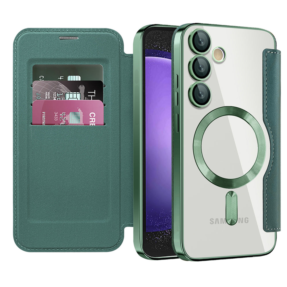 Etui MagSafe do Samsung Galaxy S23 FE S711, Techsuit, SmartMag Book, Zielony