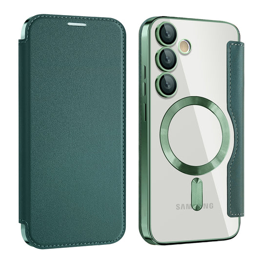 MagSafe Case for Samsung Galaxy S23 FE S711, Techsuit, SmartMag Book, Green