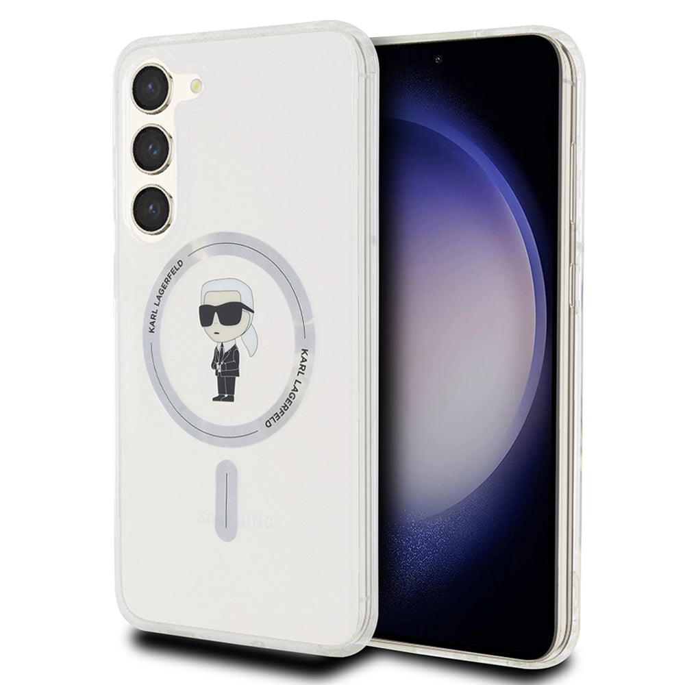 Etui MagSafe dla Samsung Galaxy S23+ S916, Karl Lagerfeld, IML Ikonik Karl, Przezroczyste
