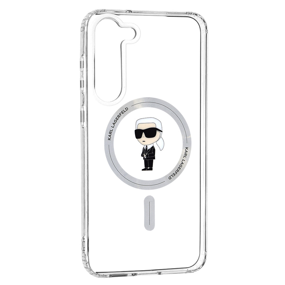 Etui MagSafe dla Samsung Galaxy S23+ S916, Karl Lagerfeld, IML Ikonik Karl, Przezroczyste